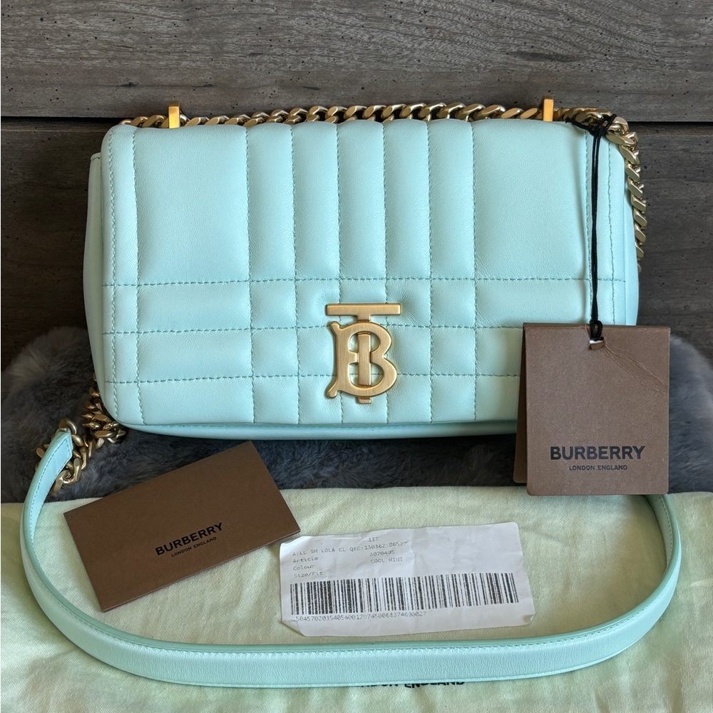 🩵RARE COLOR Burberry Mint Lambskin Small Lola Crossbody Bag🩵